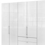 Falttürenschrank Loft III Eiche Sägerau Dekor / Glas Weiß - Höhe: 236 cm - Ohne Spiegeltür/-en