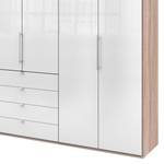 Falttürenschrank Loft III Eiche Sägerau Dekor / Glas Weiß - Höhe: 236 cm - Ohne Spiegeltür/-en