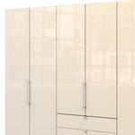 Falttürenschrank Loft III Eiche Sägerau Dekor / Glas Magnolie - Höhe: 236 cm - Ohne Spiegeltür/-en