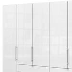 Falttürenschrank Loft IV Alpinweiß / Glas Weiß - 300 x 236 cm - Schublade mittig