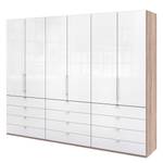 Falttürenschrank Loft II Eiche Sägerau Dekor / Glas Weiß - 300 x 236 cm