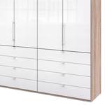 Falttürenschrank Loft II Eiche Sägerau Dekor / Glas Weiß - 300 x 236 cm