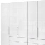 Falttürenschrank Loft IV Eiche Sägerau Dekor / Glas Weiß - 300 x 236 cm - Schublade mittig