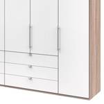 Armoire à portes pliantes Loft IV Imitation chêne brut de sciage / Blanc alpin - 300 x 216 cm - Tiroir centrale