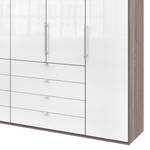 Vouwdeurkast Loft IV Truffeleikenhouten look/Wit glas - 300 x 236 cm - Lade in het midden