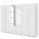 Armoire à portes pliantes Loft III Blanc alpin / Verre blanc - Hauteur : 216 cm - 2 miroir