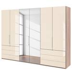 Vouwdeurkast Loft V Grof gezaagde eikenhouten look/Magnoliakleurig glas - Hoogte: 216 cm