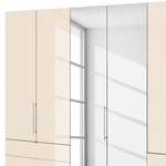 Vouwdeurkast Loft V Grof gezaagde eikenhouten look/Magnoliakleurig glas - Hoogte: 216 cm