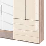 Vouwdeurkast Loft V Grof gezaagde eikenhouten look/Magnoliakleurig glas - Hoogte: 236 cm