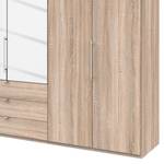 Vouwdeurkast Loft III Grof gezaagd eikenhouten look - Hoogte: 216 cm - 2 spiegeldeuren