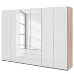 Falttürenschrank Loft III Eiche Sägerau Dekor / Glas Weiß - Höhe: 216 cm - 2 Spiegeltüren