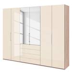 Falttürenschrank Loft III Eiche Sägerau Dekor / Glas Magnolie - Höhe: 236 cm - 2 Spiegeltüren