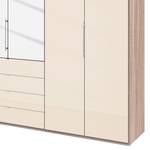 Falttürenschrank Loft III Eiche Sägerau Dekor / Glas Magnolie - Höhe: 236 cm - 2 Spiegeltüren