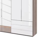 Vouwdeurkast Loft V Truffeleikenhouten look/Wit glas - Hoogte: 216 cm