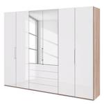 Vouwdeurkast Loft III Grof gezaagd eikenhouten look/wit glas - Hoogte: 236 cm - 2 spiegeldeuren