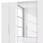 Vouwdeurkast Loft III Grof gezaagd eikenhouten look/wit glas - Hoogte: 236 cm - 2 spiegeldeuren