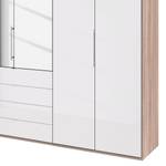 Vouwdeurkast Loft III Grof gezaagd eikenhouten look/wit glas - Hoogte: 236 cm - 2 spiegeldeuren