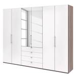 Armoire à portes pliantes Loft III Imitation chêne truffier / Blanc alpin - Hauteur : 236 cm - 2 miroir