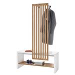 Compacte garderobe Sysma fineer van echt hout - wit/eikenhout