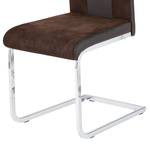 Chaises cantilever Mile (lot de 2) Imitation cuir & Microfibre / Acier - Marron vintage