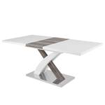 Table Massay II (extensible) - Blanc & imitation chêne foncé / Acier inoxydable