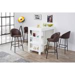 Chaises de bar (lot de 2) Microfibre / Acier - Marron foncé / Noir