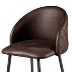 Chaises de bar (lot de 2) Microfibre / Acier - Marron foncé / Noir