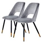 Gestoffeerde stoelen Maincy (set van 2) fluweel/staal - Platinakleurig