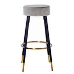 Tabouret de bar Lombron Velours / Acier - Gris platine / Noir et doré