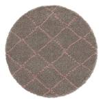 Hoogpolig vloerkleed Hash II kunstvezels - Grijs/roze - Diameter: 160 cm