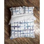 Parure de lit réversible Jakob Étoffe de coton - Bleu - 155 x 220 cm + 2 oreillers 80 x 80 cm