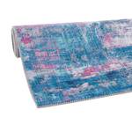 Laagpolig vloerkleed Prima I polyester - Grijs/blauw - 80 x 150 cm