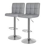 Chaises de bar Marcon (lot de 2) Imitation cuir / Fer - Gris / Chrome