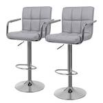 Chaises de bar Hillion (lot de 2) Imitation cuir / Fer - Gris / Chrome