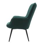 Fauteuil Bixby geweven stof - petrolblauw - Met hocker - Geweven stof