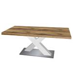Table Macey (Extensible) - Imitation chêne parqueté - Largeur : 180 cm - Blanc