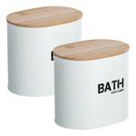 Boîte avec couvercle Gara Acier / Bambou - Blanc - Lot de 2