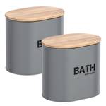 Boîte avec couvercle Gara Acier / Bambou - Gris - Lot de 2