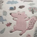 Kindervloerkleed Forest kunstvezels - Wit/roze - 80 x 150 cm