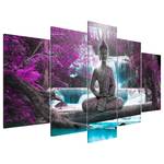 Tableau déco Waterfall and Buddha Toile - Marron - 200 x 100 cm