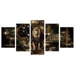 Afbeelding Golden Lion (set van 5) canvas - goudkleurig - 200 x 100 cm