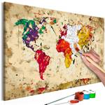 Schilderen op Nummer - Wereldkaart VI canvas - meerdere kleuren