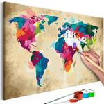 Peinture par numéro - Carte du monde V Toile - Multicolore