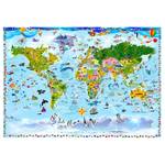 Papier peint en intissé World Map Kids Papier peint en intissé premium - Multicolore - 100 x 70 cm