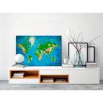 Peinture par numéro - Carte du monde I Toile - Bleu / vert