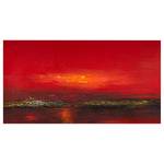 Bild Roter Sonnenuntergang am Meer Leinwand - Rot