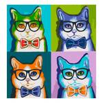 Malen nach Zahlen -  Katzen mit Brillen Leinwand - Mehrfarbig