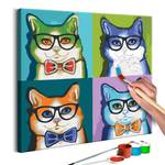 Peinture par numéro -  Chats à lunettes Toile - Multicolore