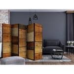 Kamerscherm Wooden Textures II vlies op massief hout - bruin - 5-delige set