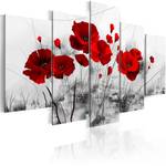 Wandbild Mohnblumen Leinwand - Rot - 100 x 50 cm